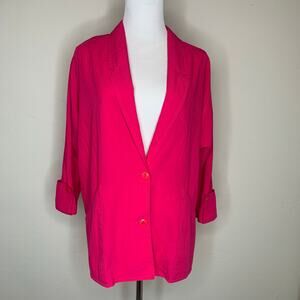 Vintage 90s Hot PInk Blazer Lightweight Flowy Sz Medium